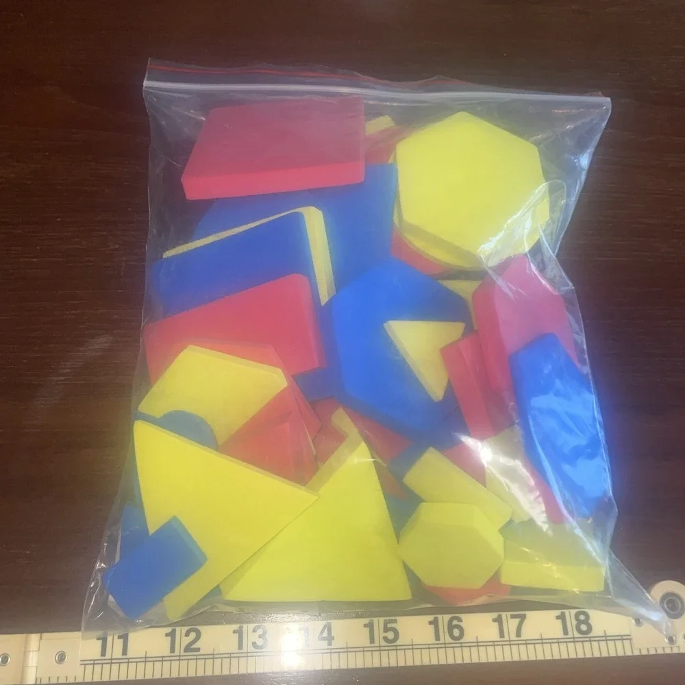 Red Yellow Green Blue Shapes Counting Manipulative Homeschool Tiles Geometry